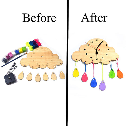 Cloud Shape Wooden craft Wall Clocks for Kids' Rooms